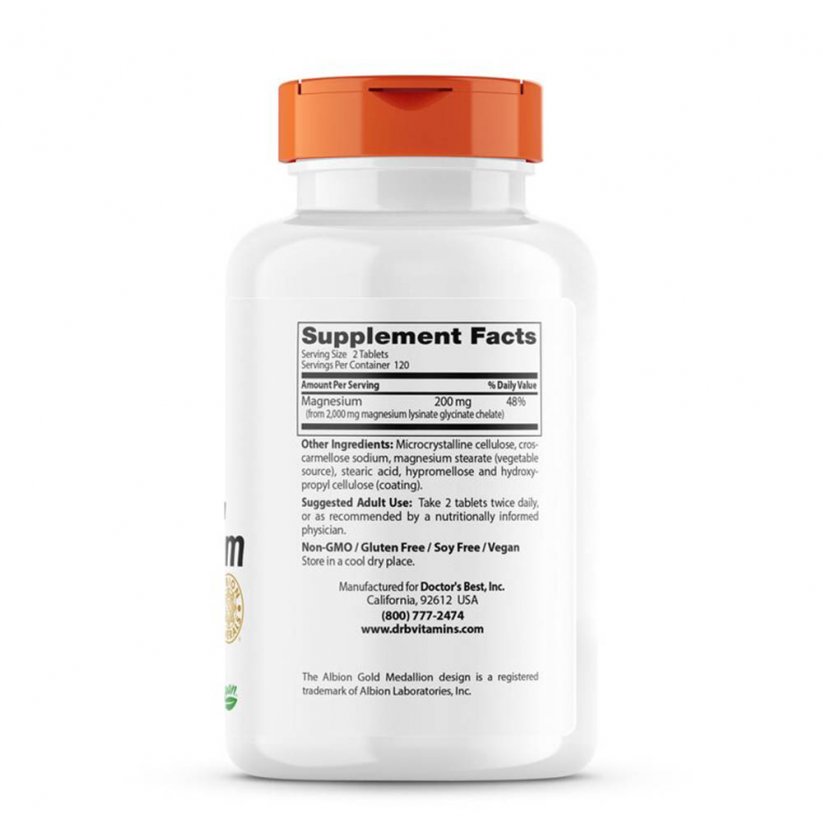 Doctor’s Best High Absorption Magnesium, 240 tabliet obal zozadu