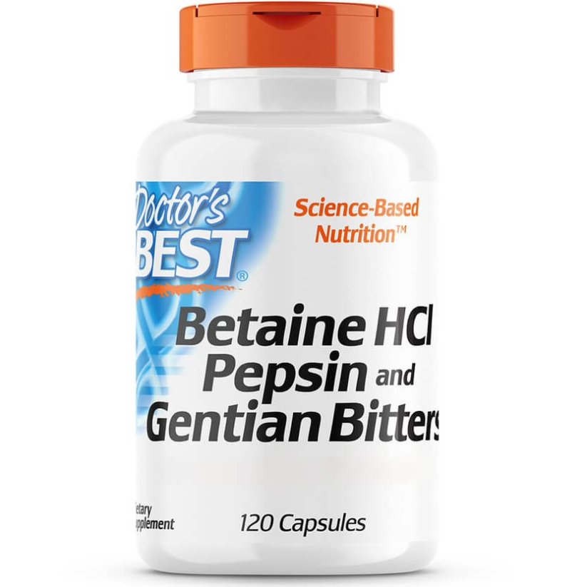 Doctor's Best, Betain HCL Pepsin & Gentian Bitters, 120 kapsula
