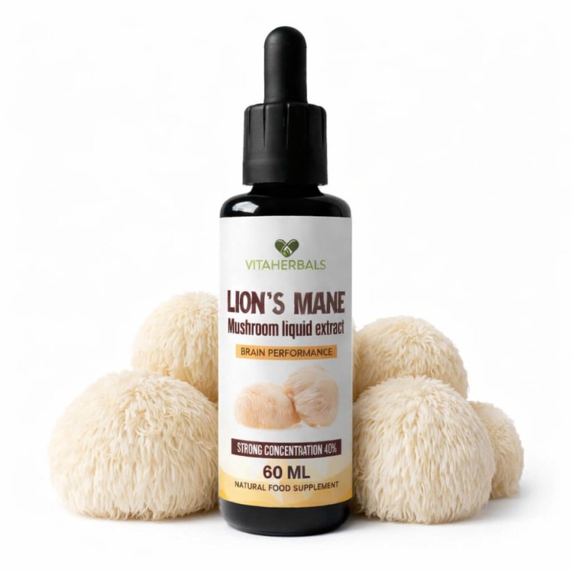 Vitaherbals Lavlja griva (Lion’s Mane, Hericium) tekući ekstrakt 40:1, 60 ml
