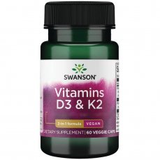 Swanson Vitamín D3 & K2, kosti a imunita, 60 kapsúl