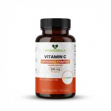 Lahvička výživového doplňku Vitaherbals Lipozomální vitamín C 500 mg s citrusovými bioflavonoidy pro podporu imunity
