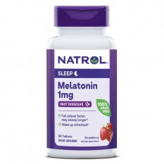 Natrol Melatonin 1 mg, rýchle rozpustenie, jahoda, 90 tabliet