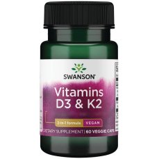 Swanson Vitamin D3 + K2, kosti i imunitet, 60 kapsula