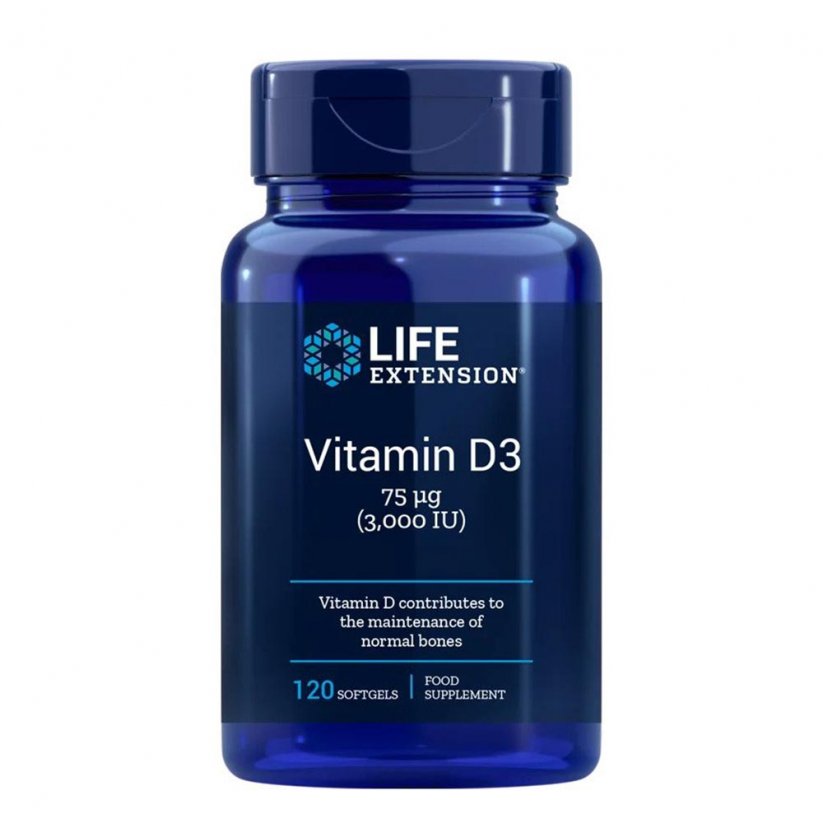 Life Extension Vitamin D3 3000 IU, 120 kapslí