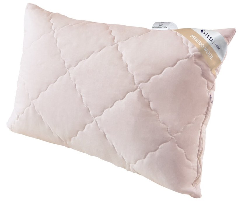 Inter-Widex luxusný prešívaný vankúš s ovčou vlnou Merino 50x60 ružová