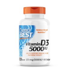 Doctor's Best Vitamin D3 125 mcg (5,000 IU), 180 kapslí