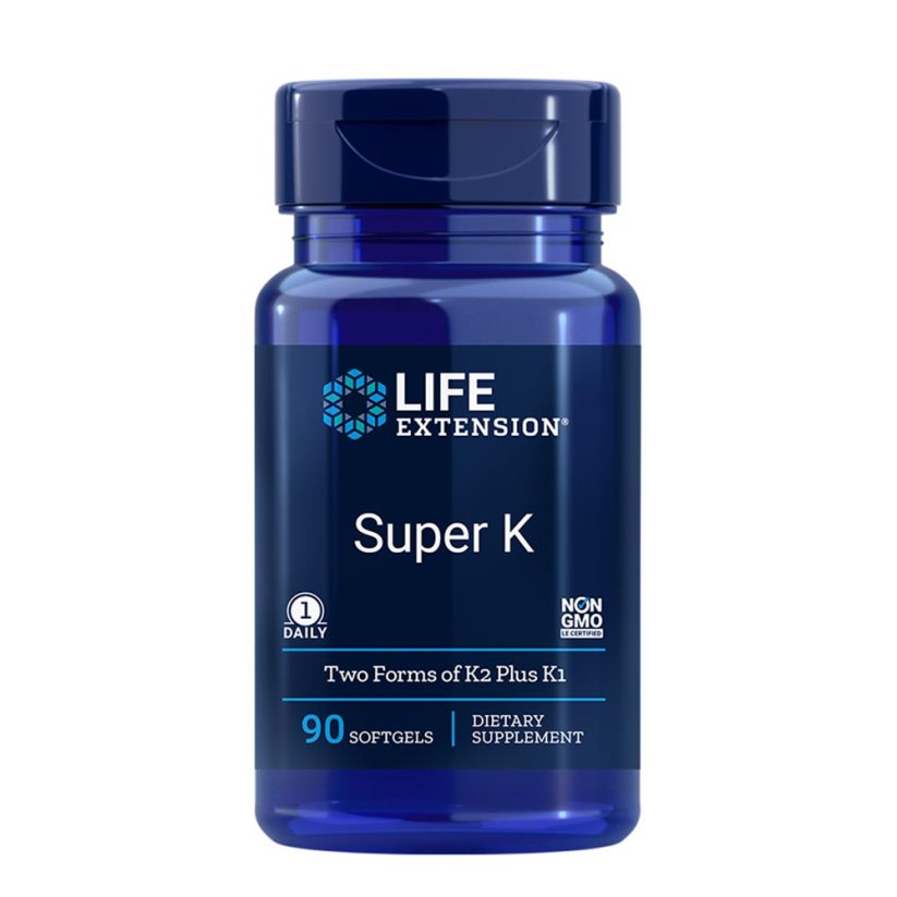 Life Extension Super K, Vitamin K1, K2 (MK-4 a MK-7), 90 kapsúl