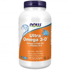 NOW Foods, Ultra Omega 3-D s vitamínom D, 180 kapsúl