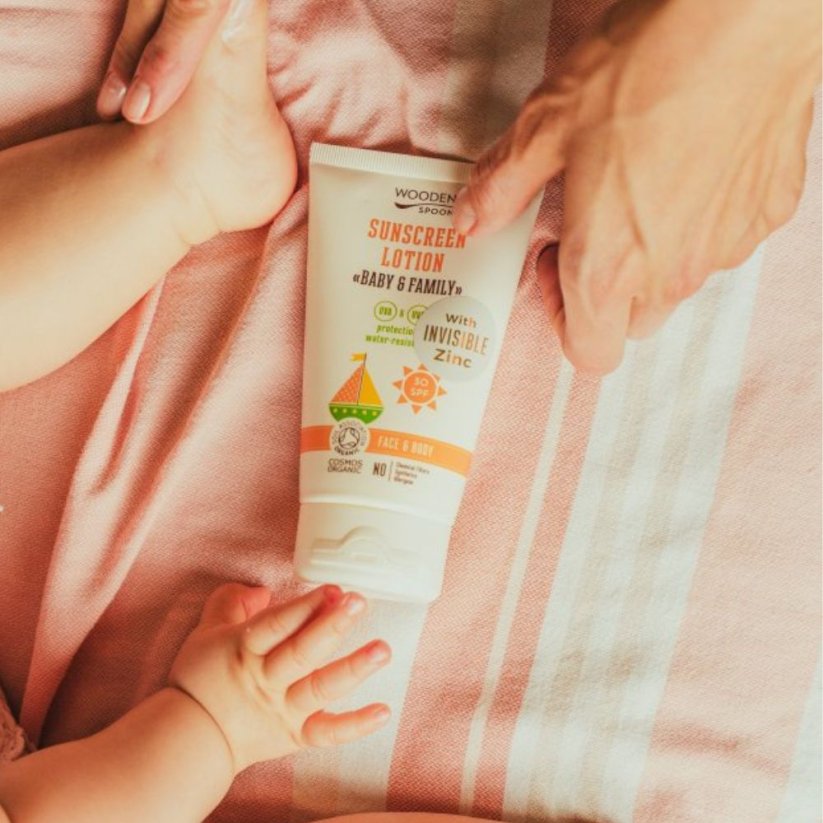 Opaľovacie telové mlieko v tube Baby & Family SPF 30 WoodenSpoon 10 ml