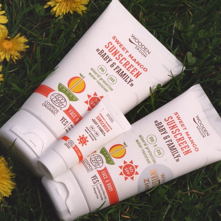 Opalovací tělové mléko Mango Baby & Family SPF50 Wooden Spoon 100ml