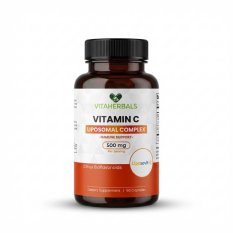 Fľaštička výživového doplnku Vitaherbals Lipozomálny vitamín C 500 mg s citrusovými bioflavonoidmi pre podporu imunity
