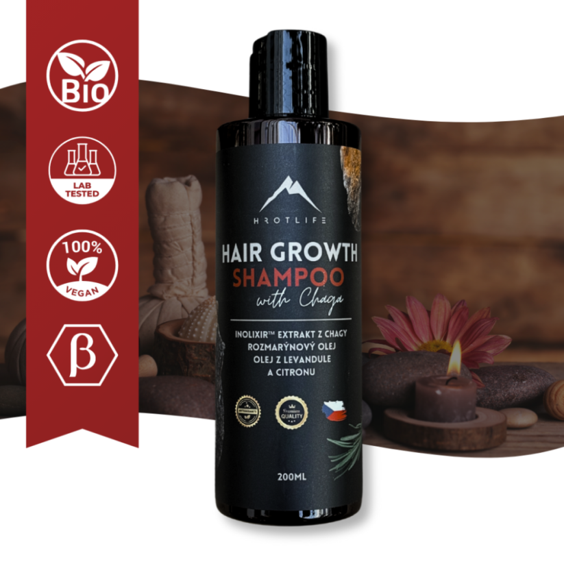 Šampon s výtažkem z čagy na růst vlasů Hrotlife 200ml