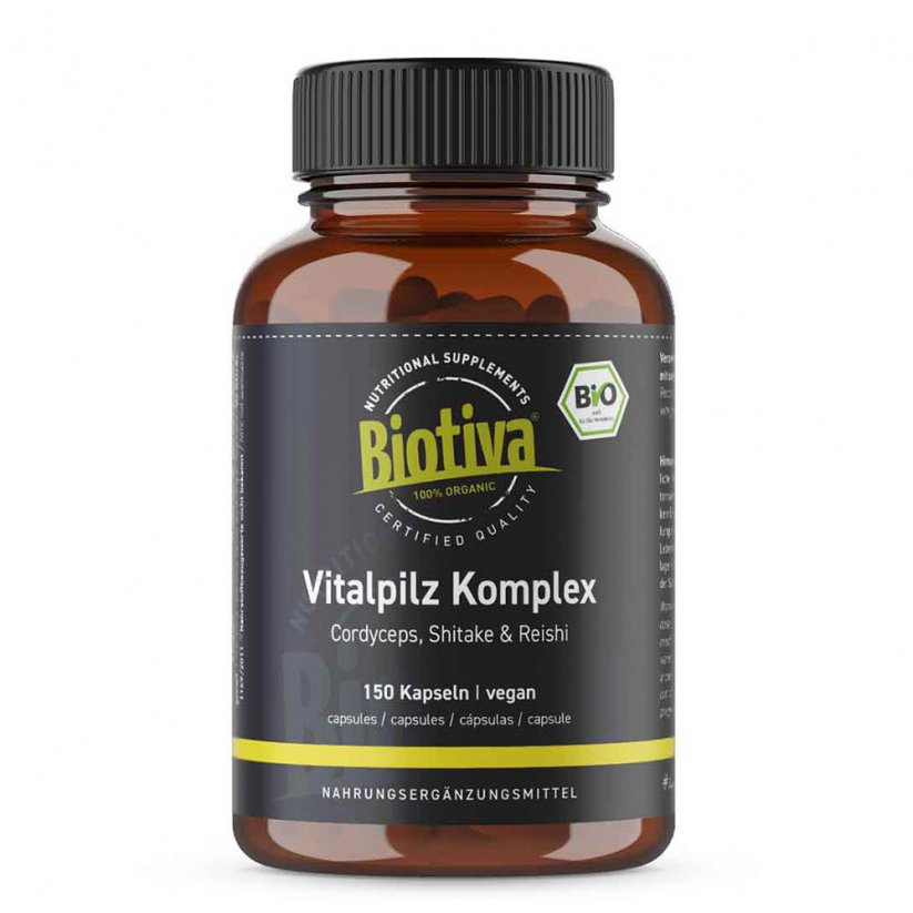 Biotiva Bio Reishi + Shiitake + Cordyceps komplex hub 150 kapslí