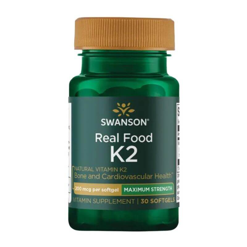 Swanson, prírodný vitamín K2 ako MK-7, 200mcg, 30 softgelových kapsúl