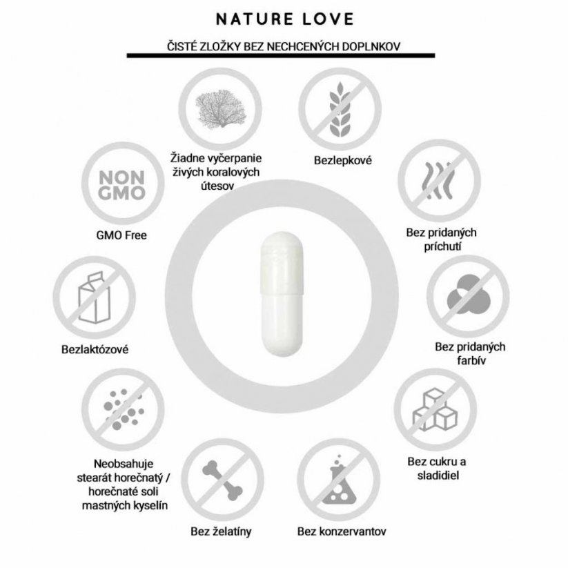 Nature Love Sango Vápnik, Horčík prírodný zdroj 90 kapsúl