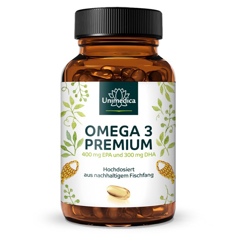 Unimedica Premium Omega-3 Rybí olej, 750 mg, 120 softgel kapslí