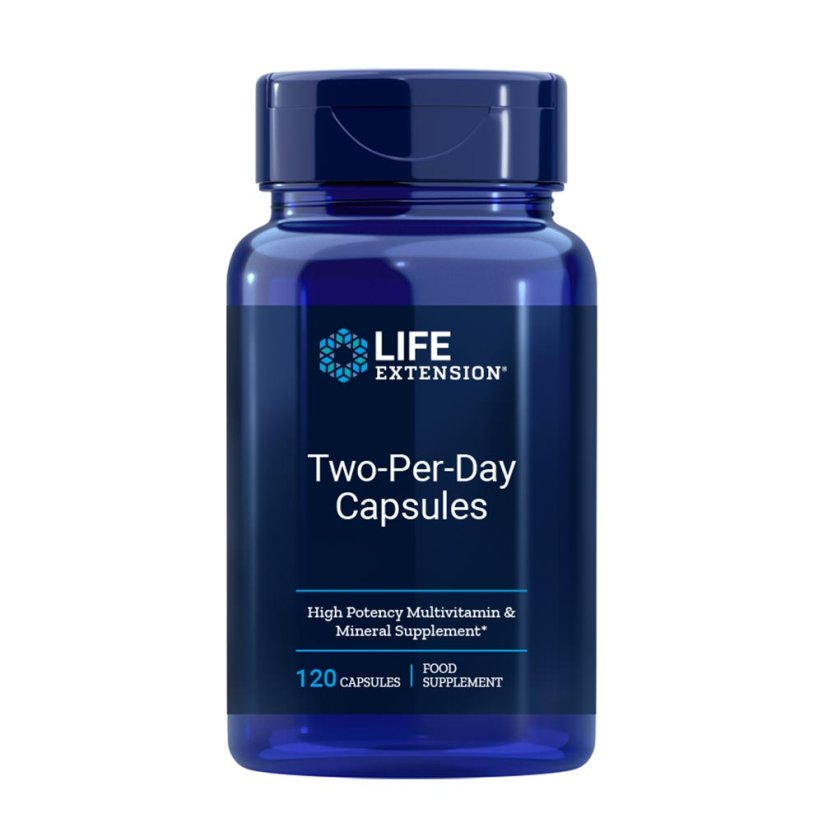 Life Extension Two-Per-Day multivitamin s minerály, 120 kapslí
