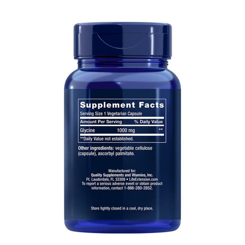 Life Extension Glicin 1000 mg, 100 kapsula stražnji poklopac