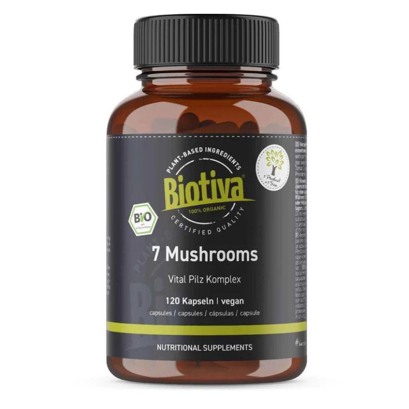Biotiva Bio Reishi + Shiitake + Chaga kompleks 7 gljiva 120 kapsula