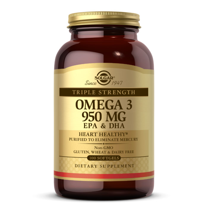 Solgar Omega 3, EPA & DHA, Trojitá sila, 950mg, 100 kapsúl