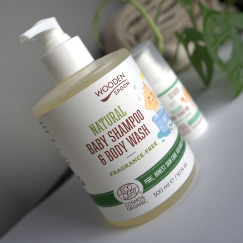 Dětský sprchový gel a šampon na vlasy 2v1 bez parfemace Wooden Spoon 300ml