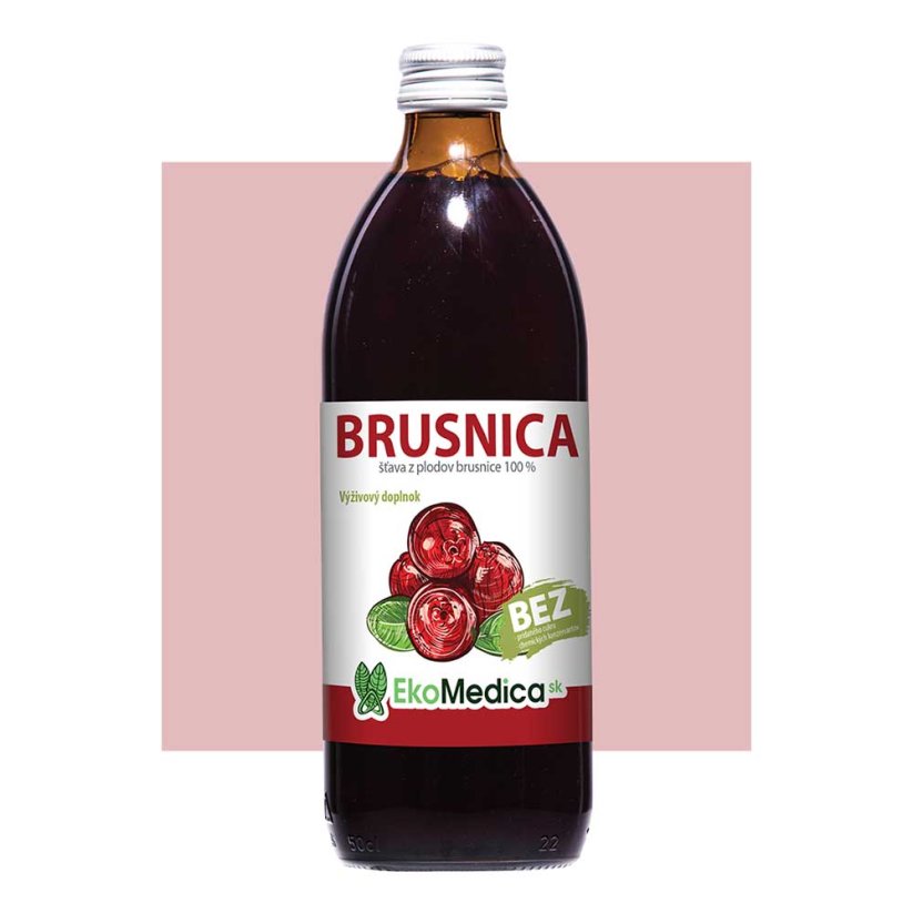 EkoMedica Brusnica 100% prírodná šťava, 1000 ml