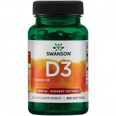  Swanson Vitamín D3 5 000 IU kosti a imunita, 250 mäkkých kapsúl
