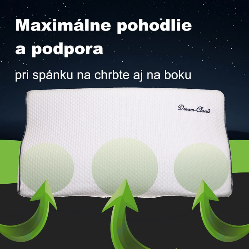 Vankúš proti chrápaniu pre spánok na chrbte aj na boku